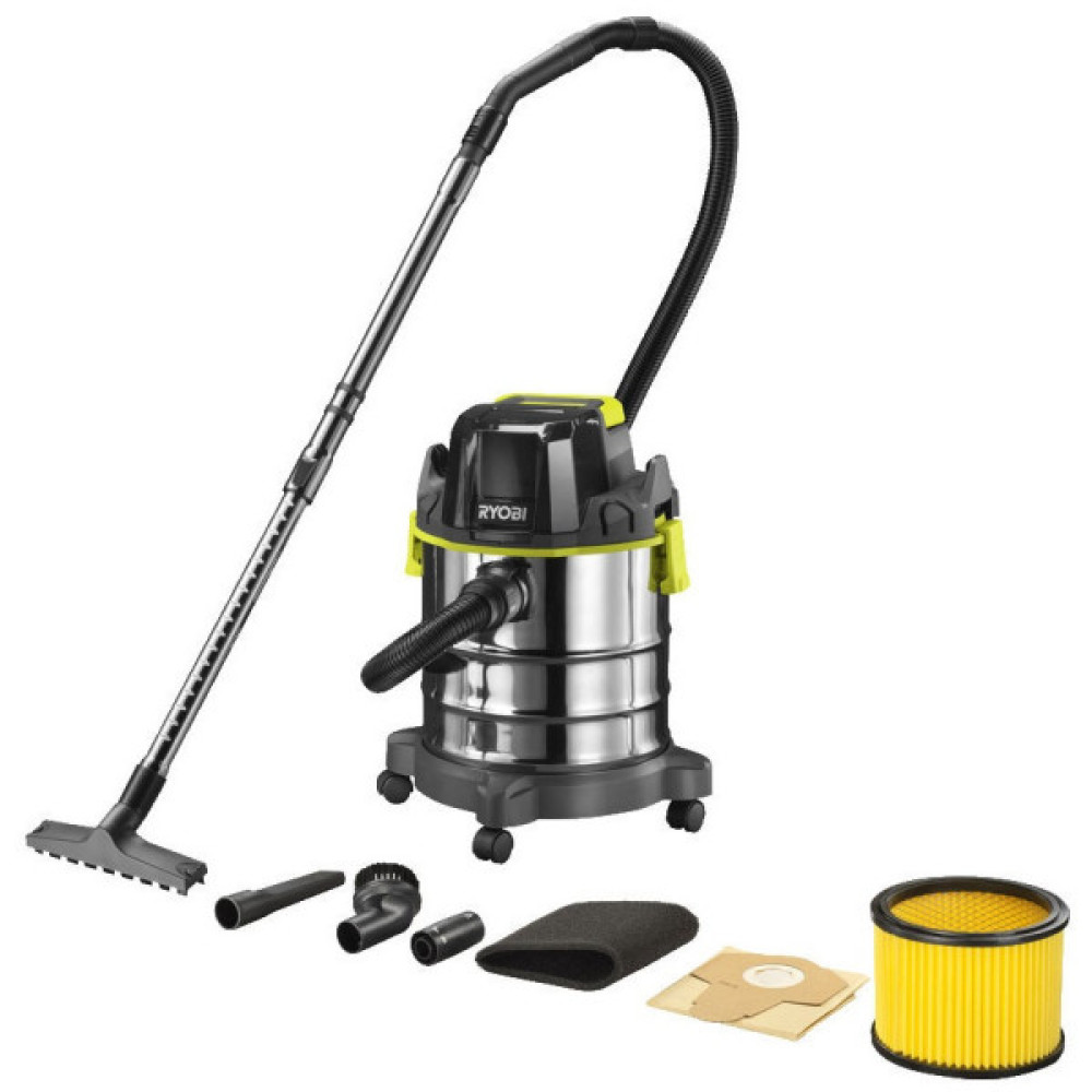 Пилосос акумуляторний професійний Ryobi ONE+ R18WDV-0 18В 82Вт 11.4кПа контейнер 18л 4.7кг без АКБ та ЗП