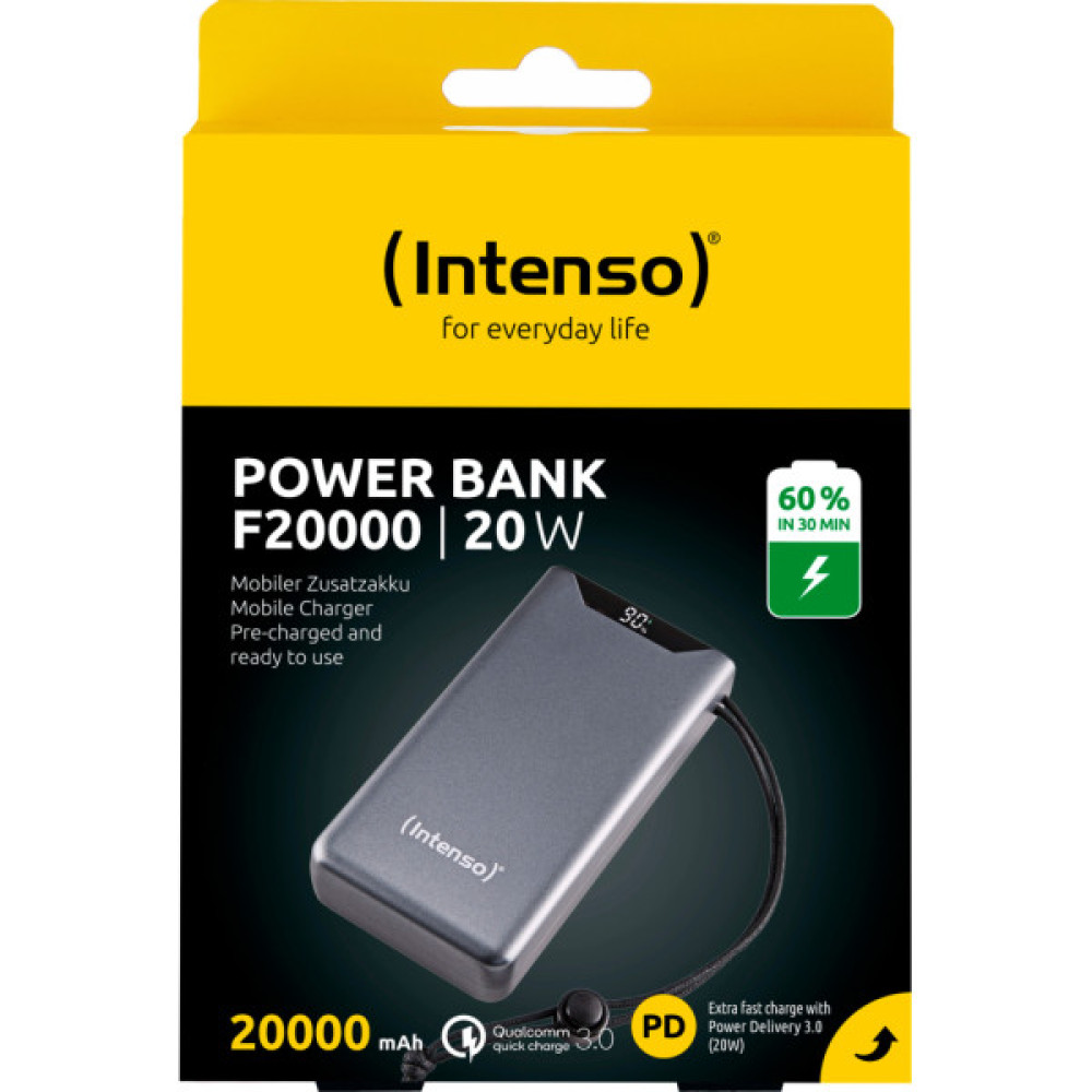 Батарея універсальна Intenso F20000 20000mAh PD/18W, QC3.0, grey (7332054)