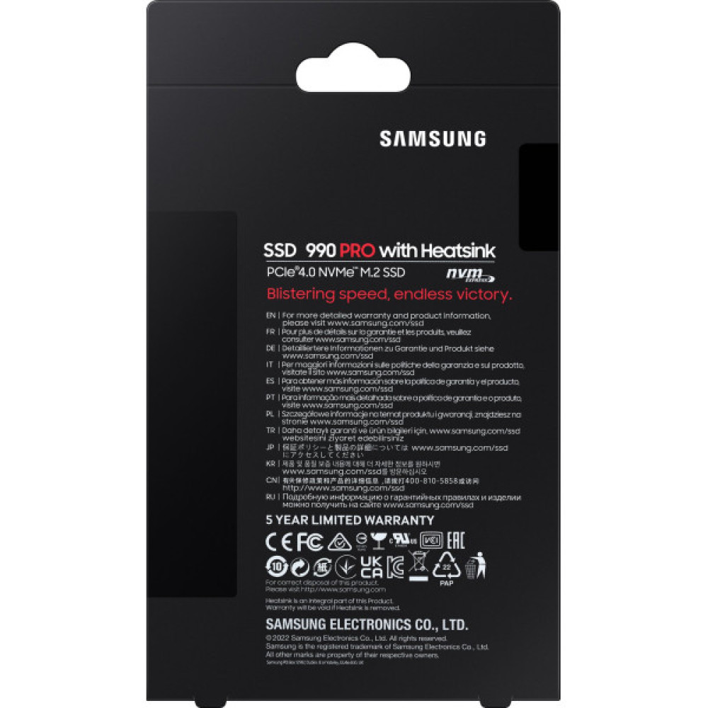 Накопичувач SSD Samsung M.2 1TB PCIe 4.0 990PRO + радіатор