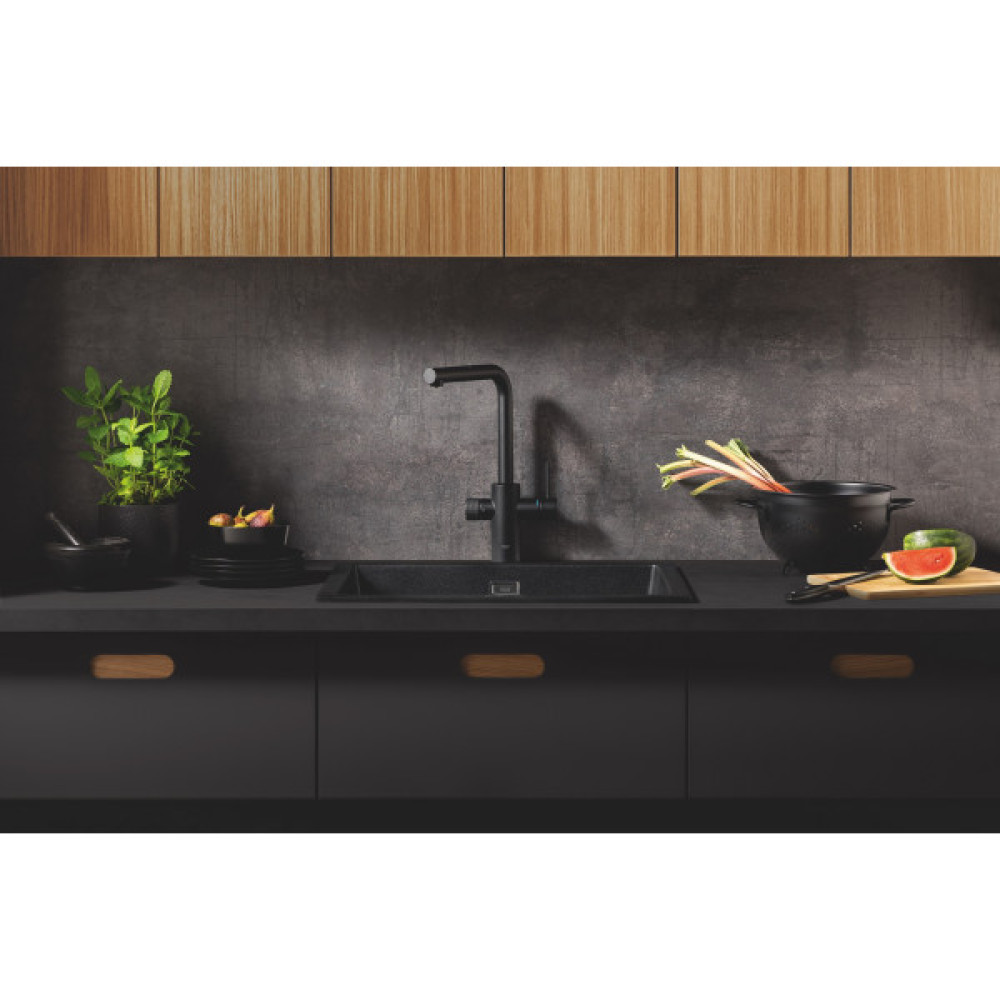 Змішувач для кухні Grohe Blue Pure Minta, довж.виливу - 223мм, поворотний/витяжний, 2 води, фантомний чорний