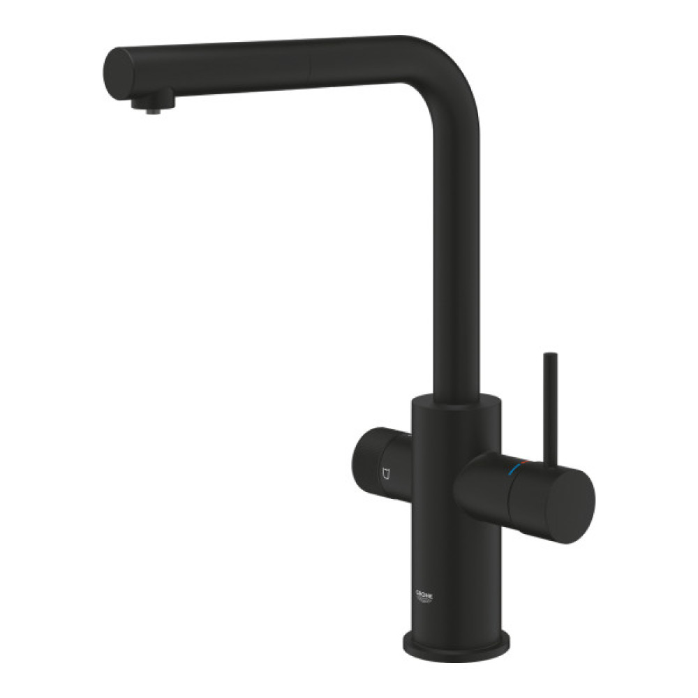 Змішувач для кухні Grohe Blue Pure Minta, довж.виливу - 223мм, поворотний/витяжний, 2 води, фантомний чорний