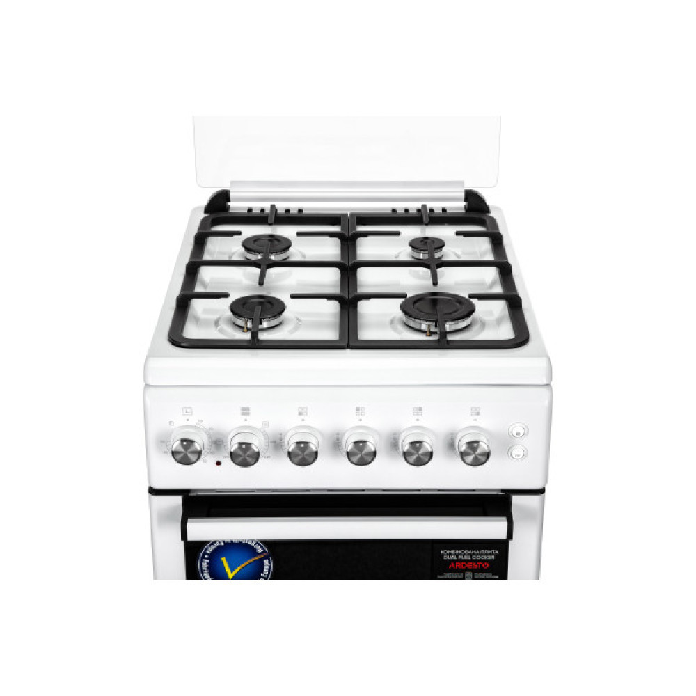 Плита ARDESTO комбі, 52л, 50x60см, конвекція, чавун, підсвічування, форсунки LPG (підключення газового балона), білий