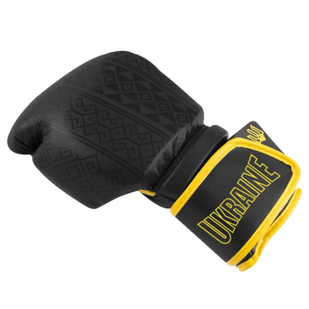 Боксерські рукавички PowerPlay 3021 Ukraine Чорно жовті 10 унцій (PP_3021_10oz_Black/Yellow)