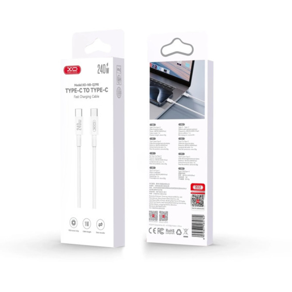 Дата кабель USB-C to USB-C 1.0m 240w White XO (NB-Q298-CC.white)