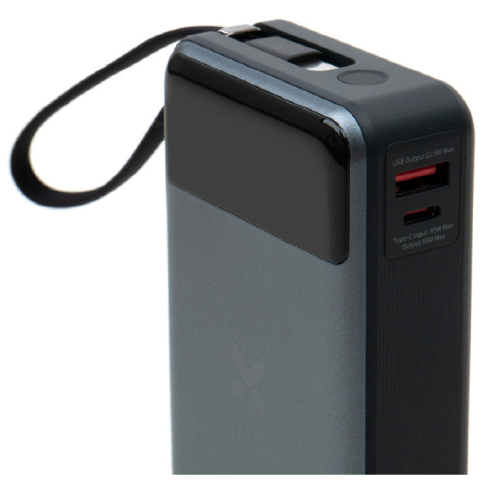 Батарея універсальна Vinga 20000 mAh 65W Display USB-C Cable Grey (VPBB2065C)