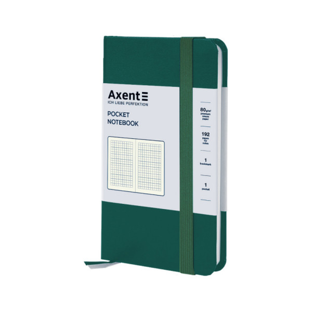 Книга записна Axent Partner 95x140 мм, 96 аркушів, клітинка, зелений ліс (8301-61-A)