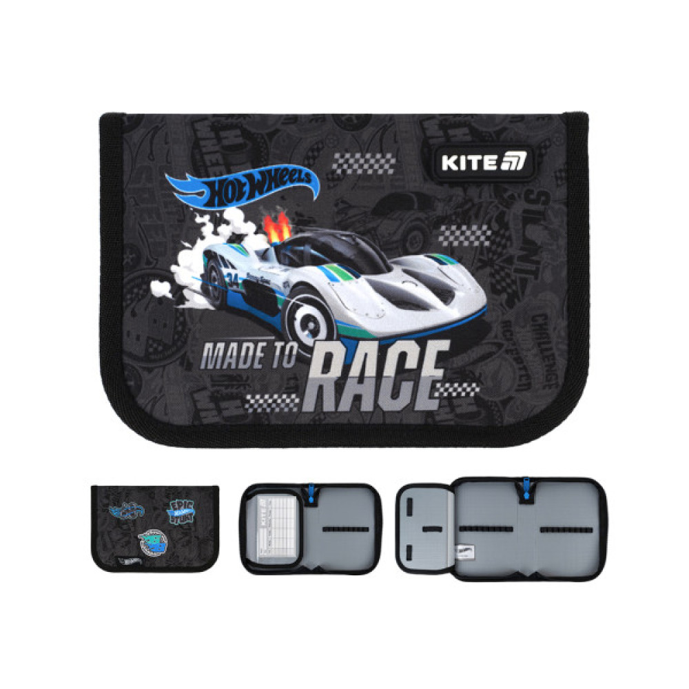 Пенал Kite 621 Hot Wheels, 1 відділення, 1 відворот (HW25-621)
