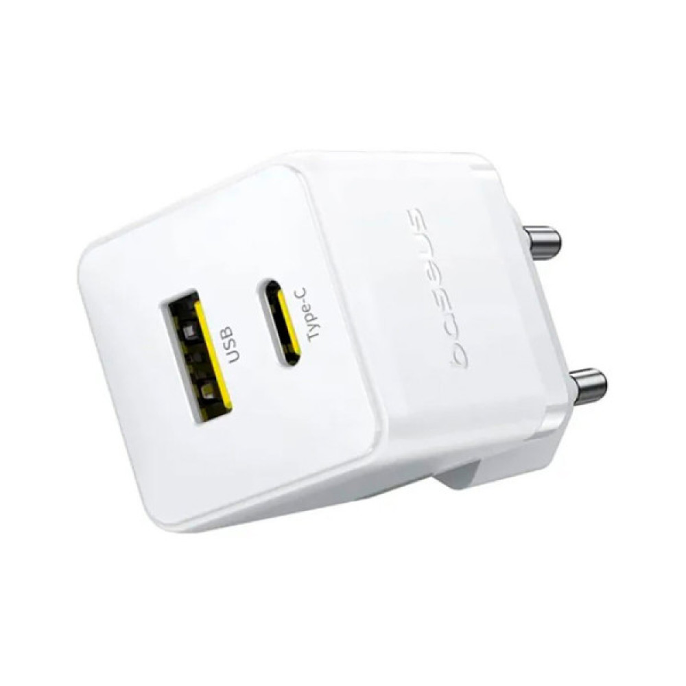 Зарядний пристрій Baseus Palm Fast Charger C+U 20W moon white (P10111608213-00)