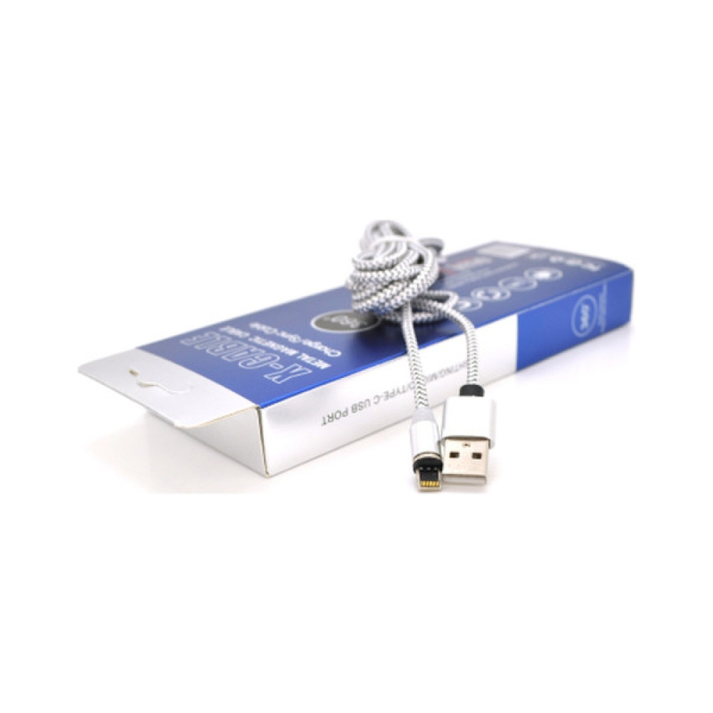 Дата кабель USB 2.0 to Lightning 2.0m 2A magnetic nylon silver PiPo (18169)
