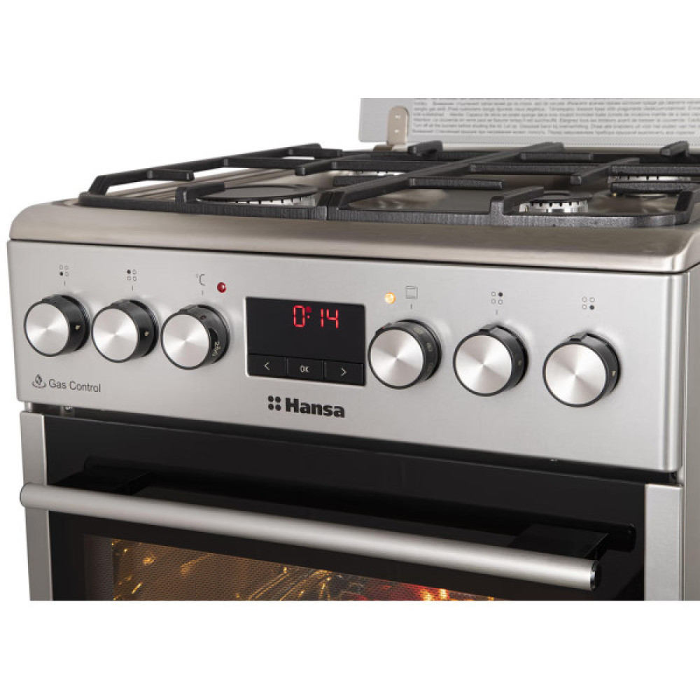 Плита Hansa комбінована, 62л, 50x60см, дисплей, конвекція, чавун, нерж