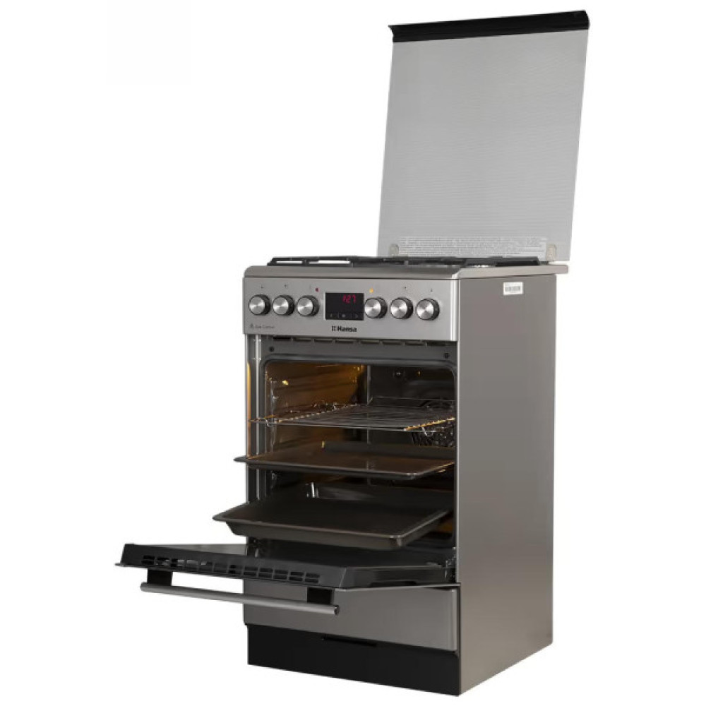 Плита Hansa комбінована, 62л, 50x60см, дисплей, конвекція, чавун, нерж