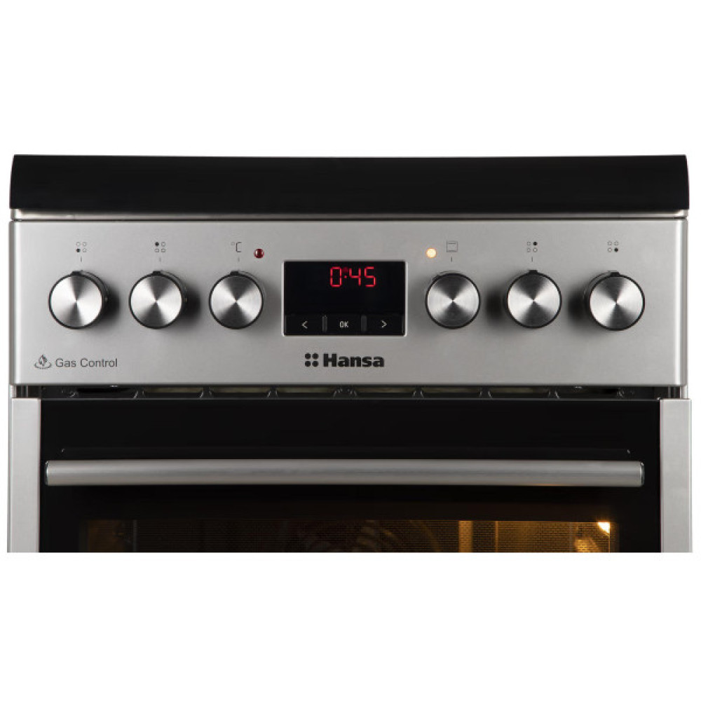 Плита Hansa комбінована, 62л, 50x60см, дисплей, конвекція, чавун, нерж