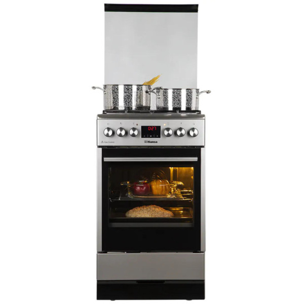 Плита Hansa комбінована, 62л, 50x60см, дисплей, конвекція, чавун, нерж