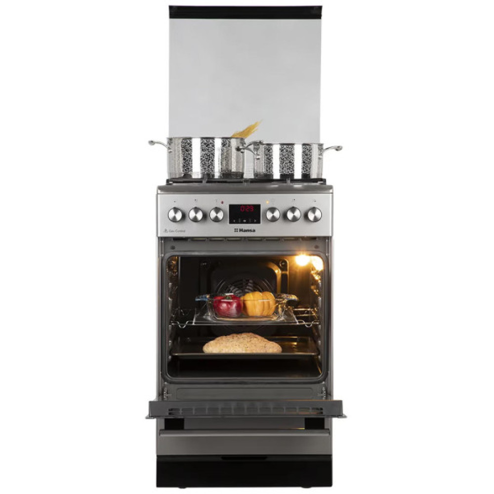 Плита Hansa комбінована, 62л, 50x60см, дисплей, конвекція, чавун, нерж