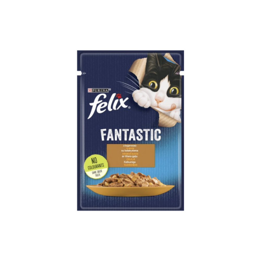 Вологий корм для кішок Purina Felix Fantastic з індичкою в желе 85 г (7613039832516)