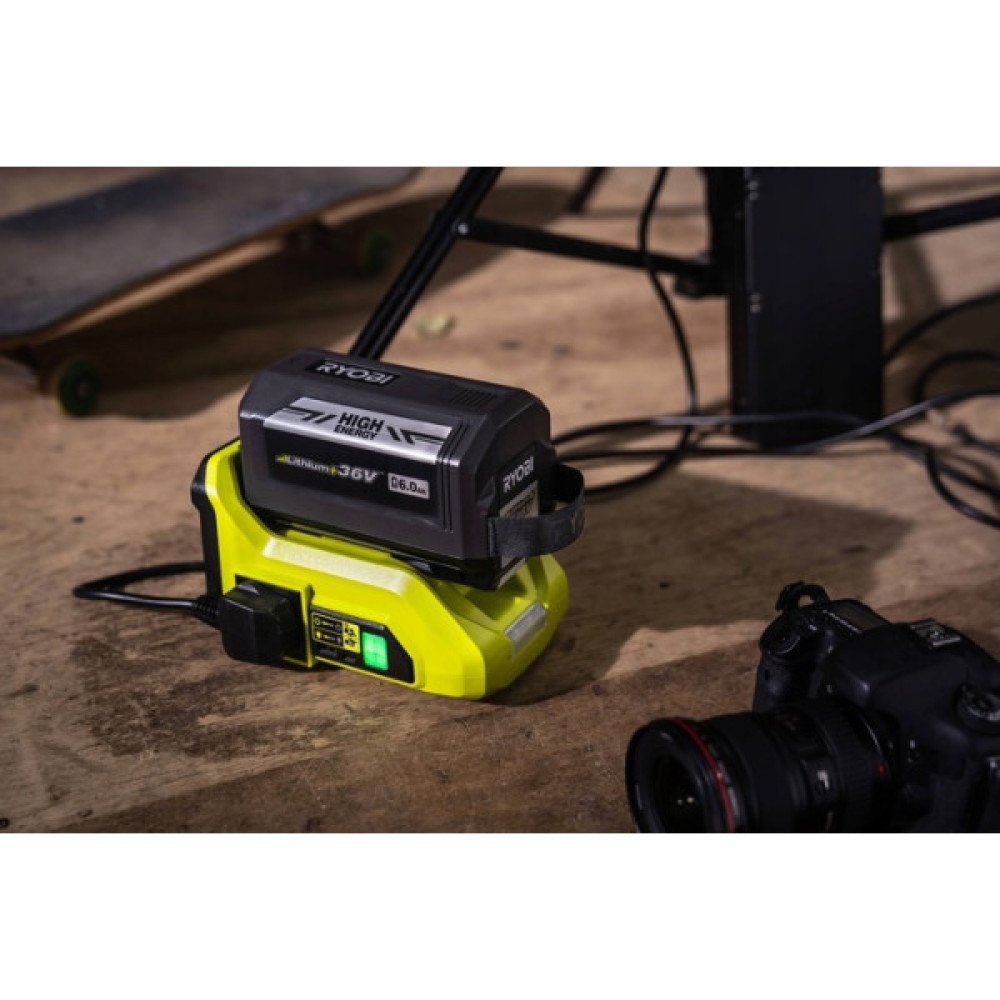 Інвертор напруги акумуляторний Ryobi Max Power RY36BI300A-0 36В 300/500Вт розетка 1х220В роз'єм 1хUSB 1хType-C 0.85кг без АКБ та ЗП