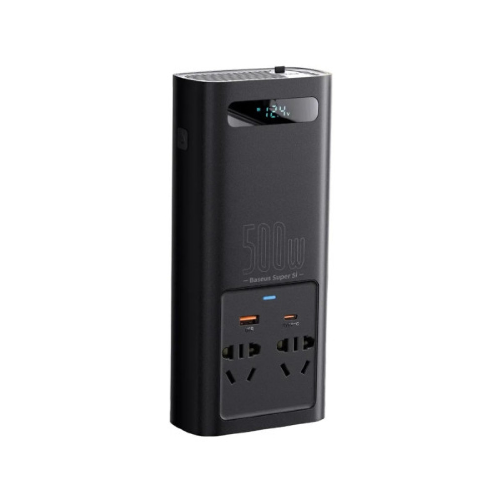 Автомобільний інвертор 12V/220V 500W Super Si Power Inverter CN/EU Black Baseus (CGNB000101)