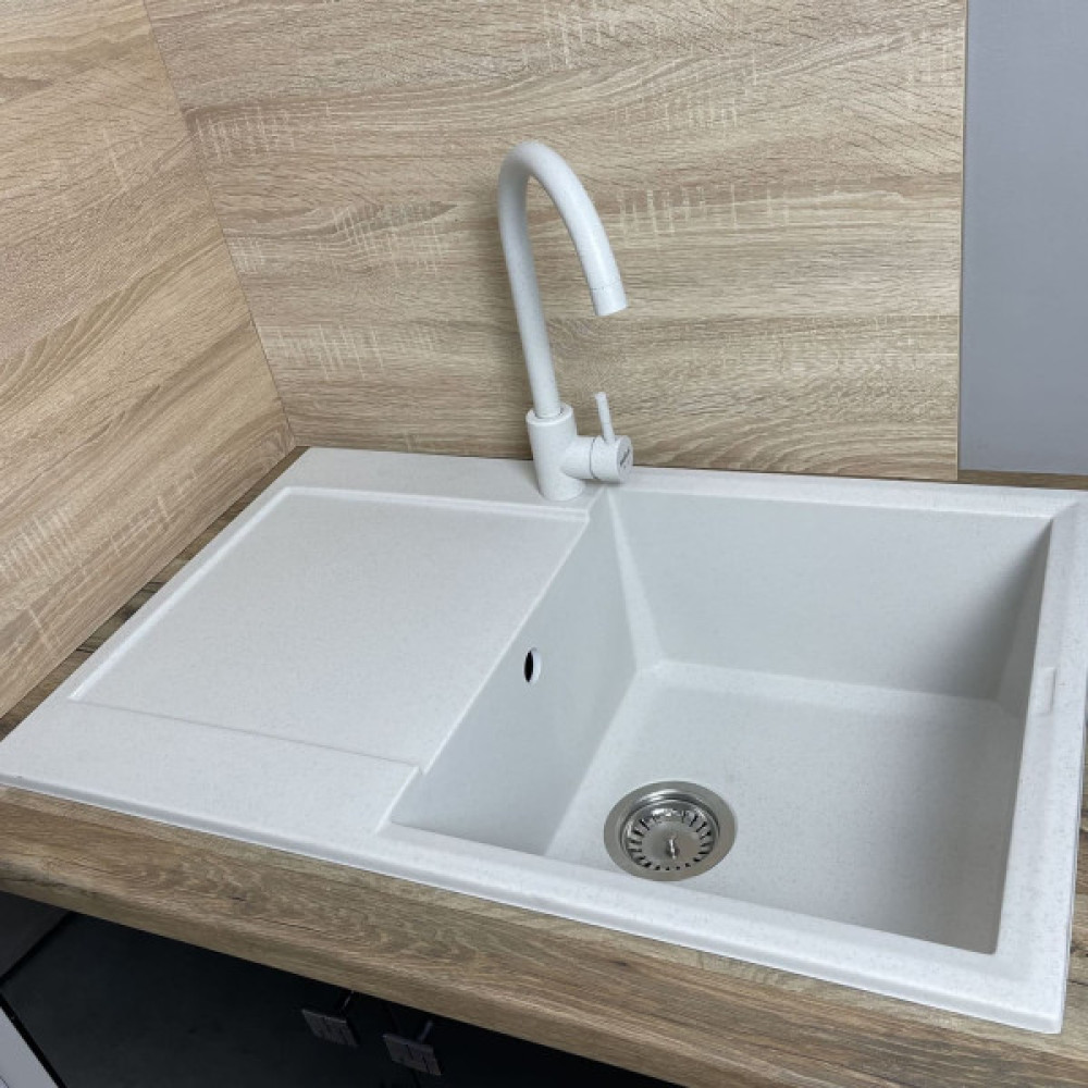 Мийка кухонна Adamant Horizon, штучний камінь, прямокут., з крилом, 780х495х230мм, чаша - 1, врізна, Old stone