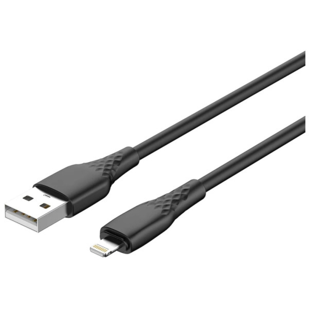 Дата кабель USB 2.0 AM to Lightning 2.0m 3A textured PVC black ColorWay (CW-CBUL095-BK)