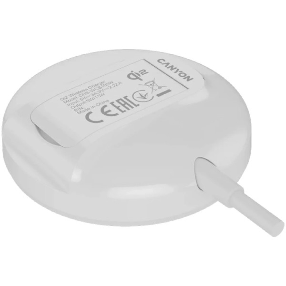Зарядний пристрій Canyon wireless charger WS-105 15W Qi2 White (CNS-WCS105W)