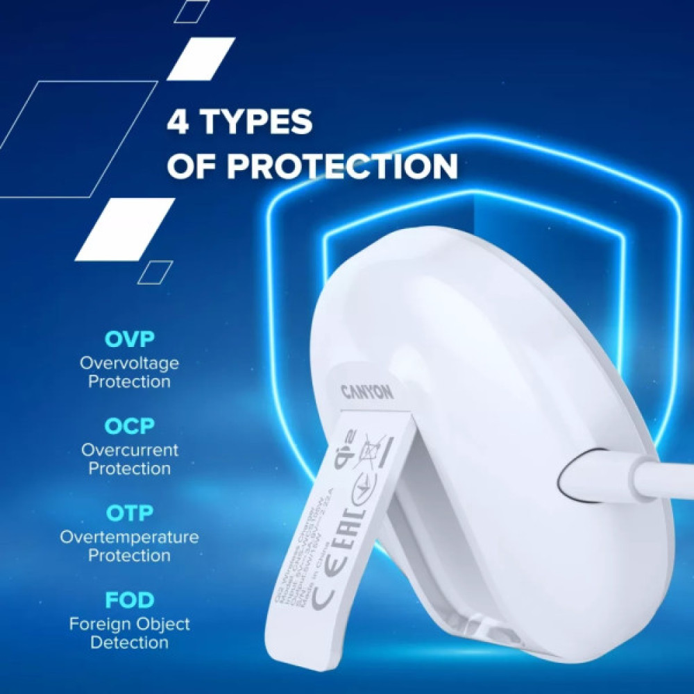 Зарядний пристрій Canyon wireless charger WS-105 15W Qi2 White (CNS-WCS105W)
