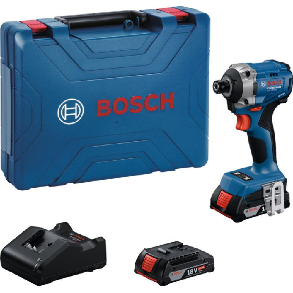 Гвинтоверт ударний акумуляторний Bosch Professional GDR 18V-215 18В АКБ 2х2А·год 215Нм 3800об/хв M6-M16 ЗП GAL18V-20 кейс 1кг