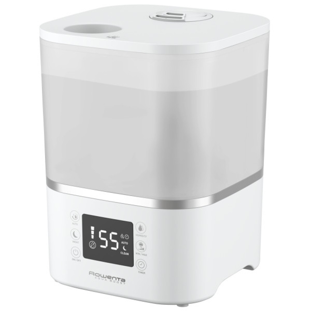 Зволожувач повітря Rowenta Aqua Boost, традиційне зволоження, 40м2, 2,5л, 380мл/г, електр. кер-ння, авт. вимкнення, білий