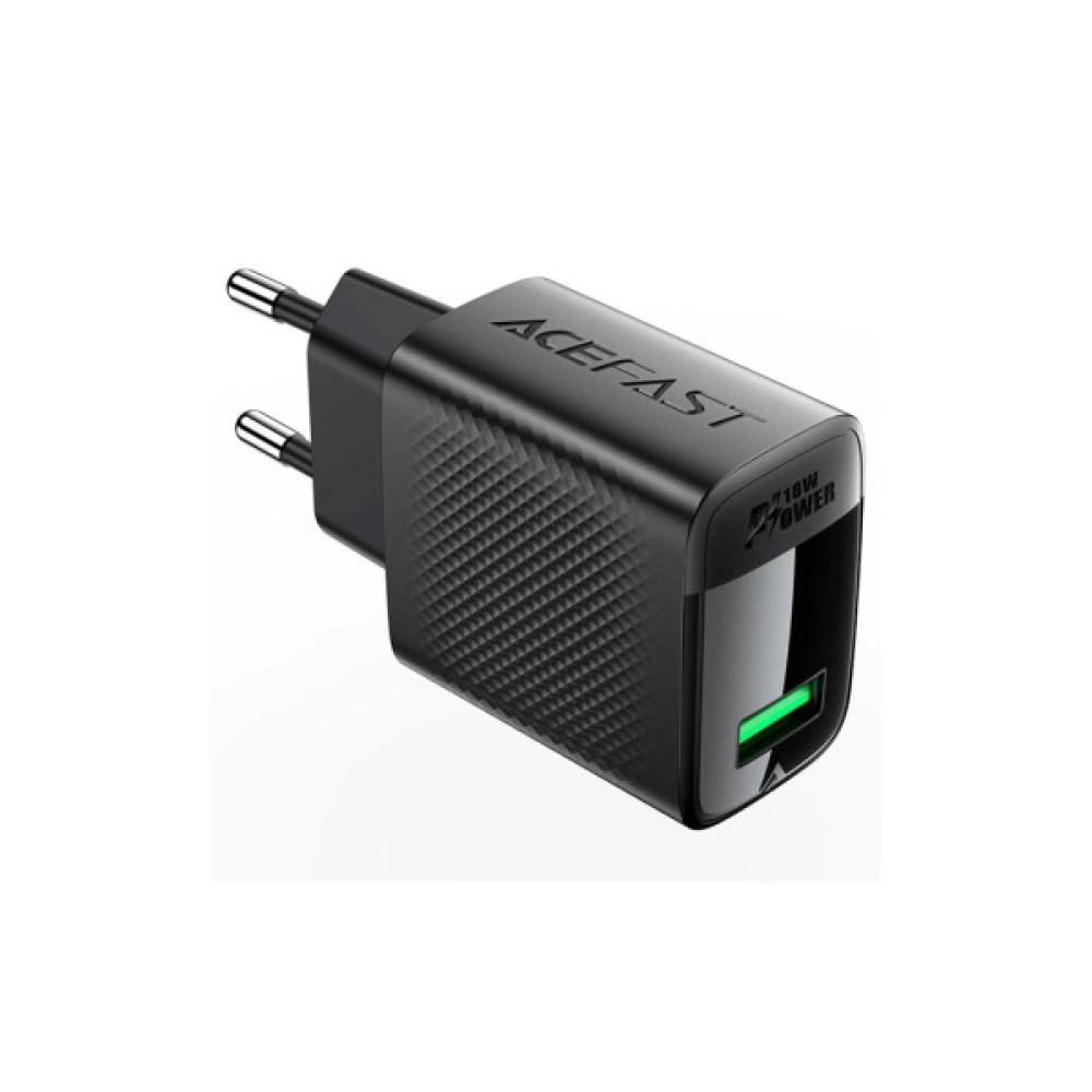 Зарядний пристрій Acefast A90 USB QC3.0 18W GaN black (6974316283249)