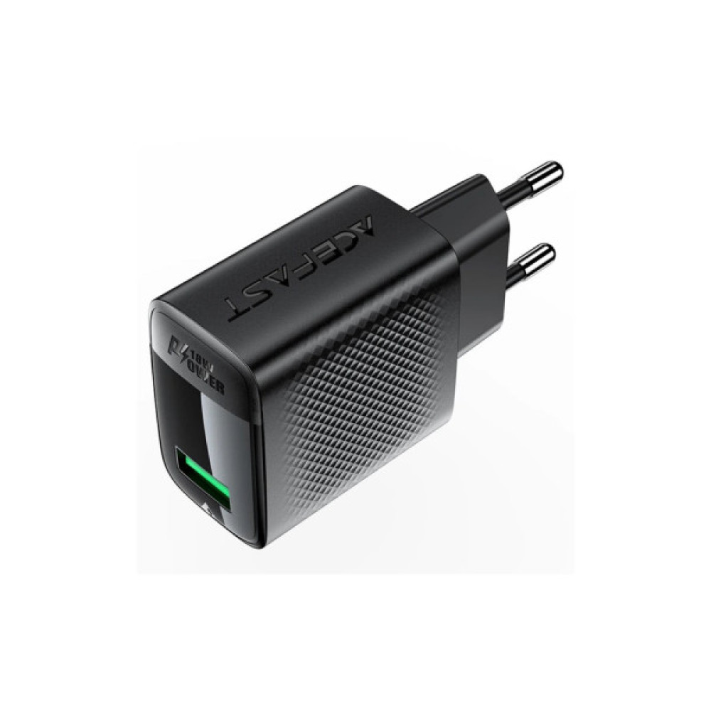 Зарядний пристрій Acefast A90 USB QC3.0 18W GaN black (6974316283249)
