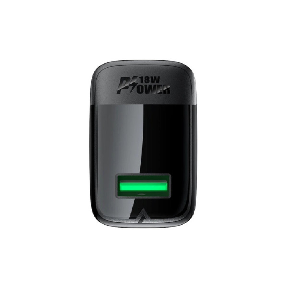 Зарядний пристрій Acefast A90 USB QC3.0 18W GaN black (6974316283249)