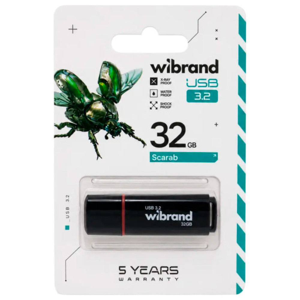 USB флеш накопичувач Wibrand 32GB Scarab Black USB 3.2 (WI3.2/SC32P11B)
