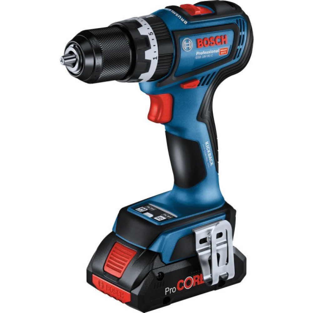Шурупокрут-дриль акумуляторний Bosch Professional GSB 18V-90 C 18В 2х4А·год 36·64Нм 0-630·0-2100об·хв 1.2кг