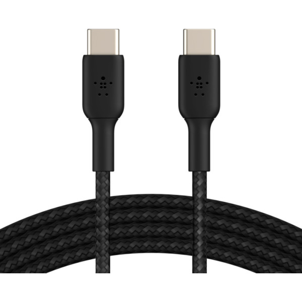 Кабель USB-C > USB-C заряджання/синхронізації Belkin 1м, 60Вт, Type-C, плетений, чорний