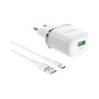 Зарядний пристрій BOROFONE BA36A USB QC3.0 18W + cable USB to USB-C white (6931474716019) Зарядний пристрій BOROFONE BA36A USB QC3.0 18W + cable USB to USB-C white (6931474716019)