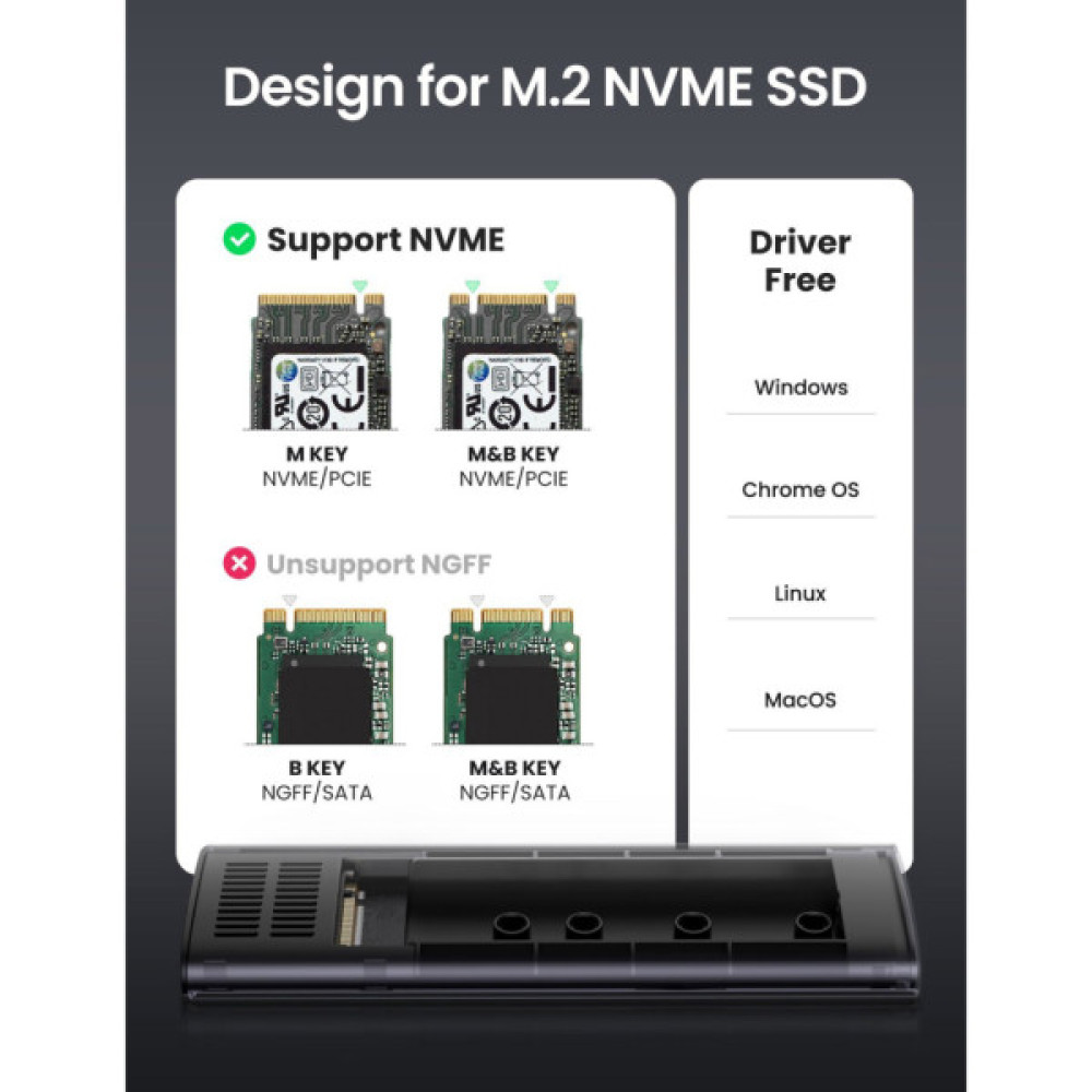 Кишеня зовнішня Ugreen SSD M.2 (NVME) M-KEY 3.1 GEN2 CM400 (10902)