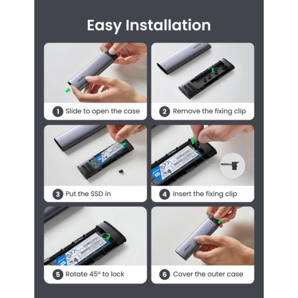 Кишеня зовнішня Ugreen SSD M.2 (NVME) M-KEY 3.1 GEN2 CM400 (10902)
