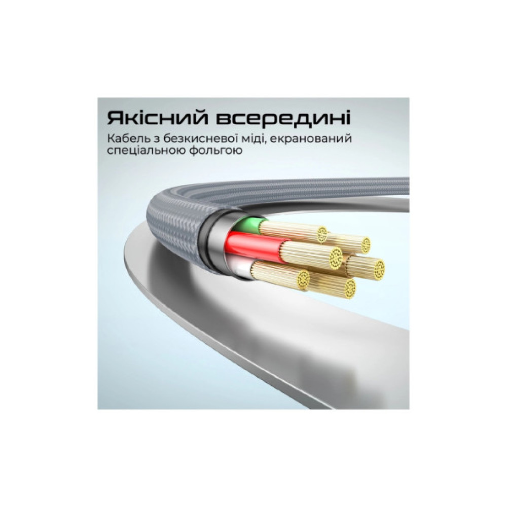 Дата кабель USB-C to USB-C 1.2m Promate (springy.grey)