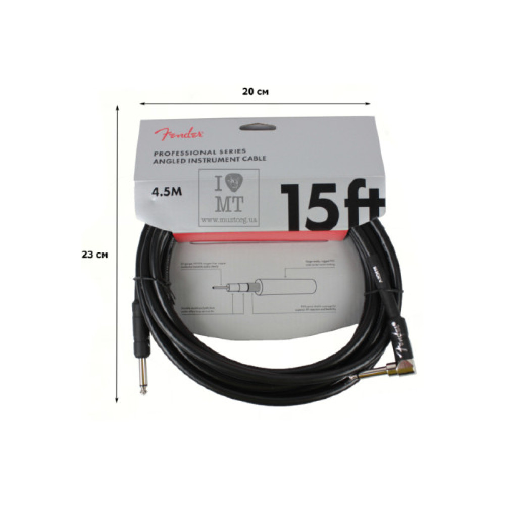 Інструментальний кабель Fender Cable Professional Series 15' Angled Black (228447)