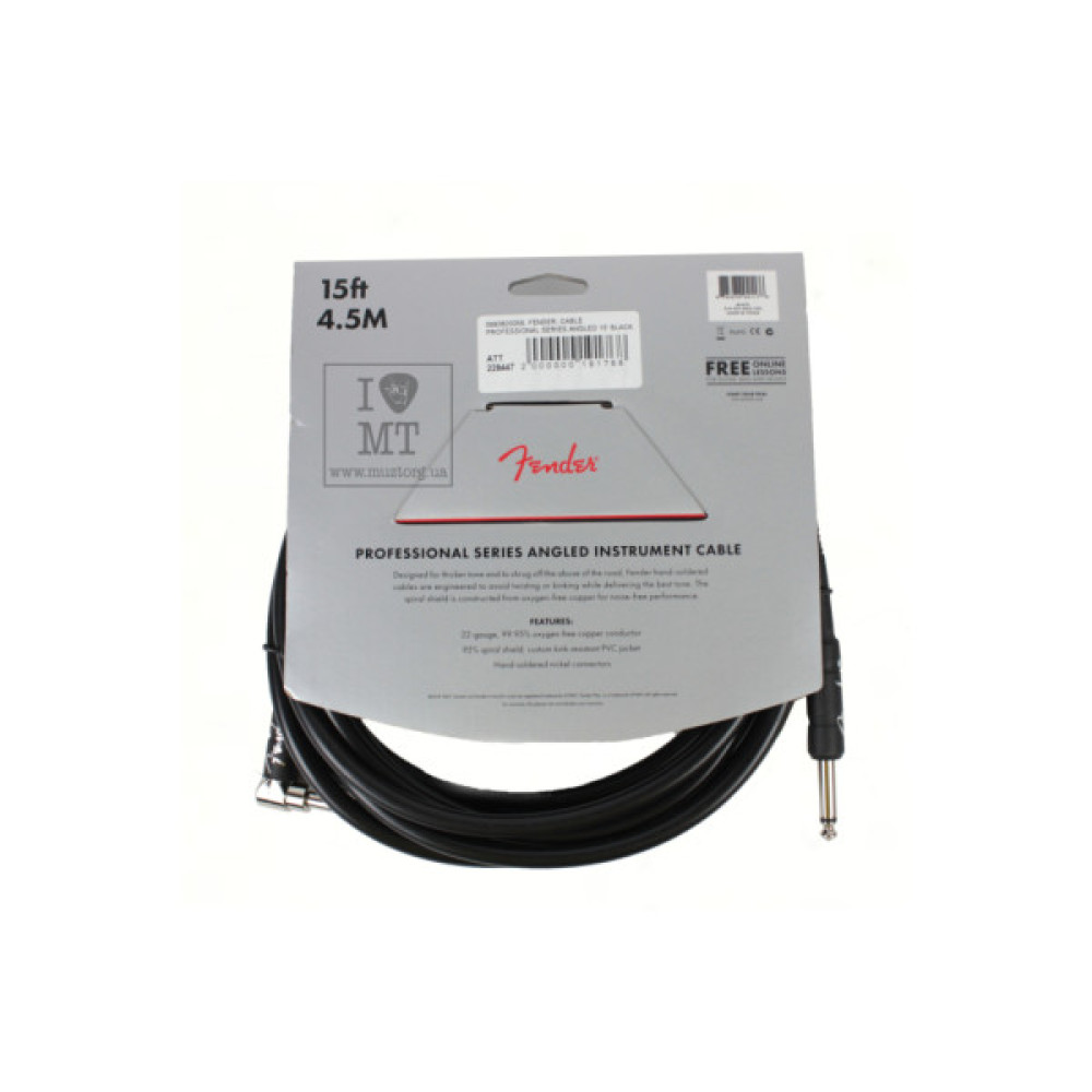 Інструментальний кабель Fender Cable Professional Series 15' Angled Black (228447)