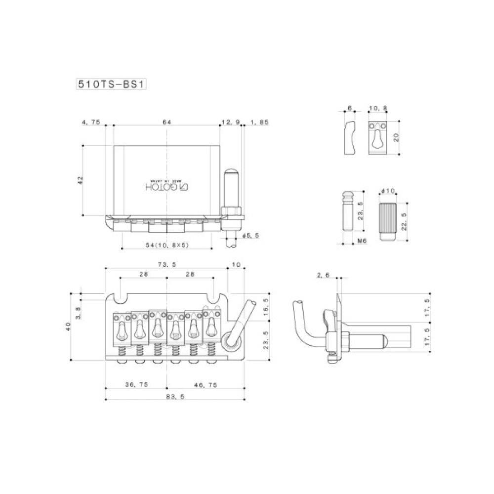Бридж для гітари Gotoh 510TS-BS1 C