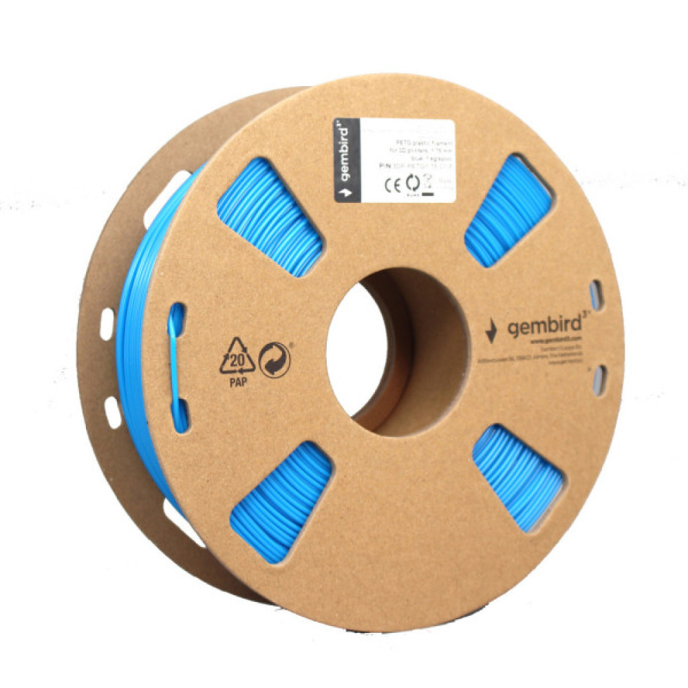 Пластик для 3D-принтера Gembird PETG, 1.75 мм, blue, 1 кг (3DP-PETG1.75-01-B)