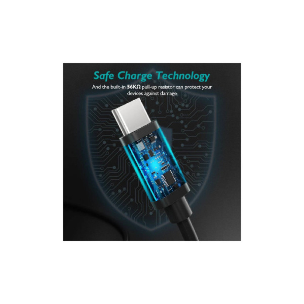 Дата кабель USB 2.0 AM to USB-C 3.0m 18W PVC black Choetech (AC0004-BK)