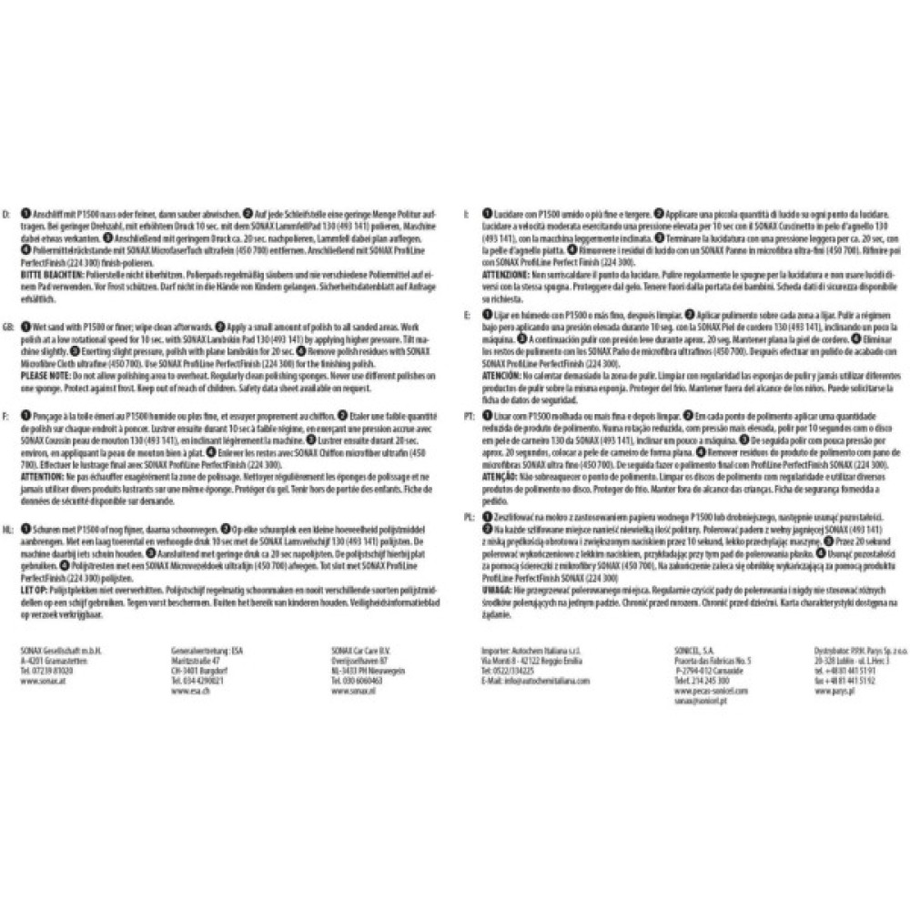 Автополіроль Sonax PROFILINE Cut + Finish 5-5 1 л (225300) Автополіроль Sonax PROFILINE Cut + Finish 5-5 1 л (225300)