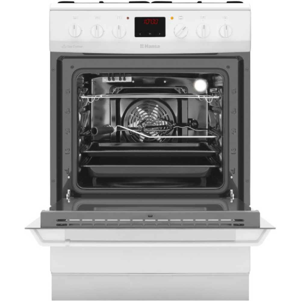 Плита Hansa з комбі. вар. поверхнею, 60х60см, 62л, емаль, газ контр., дисплей, білий