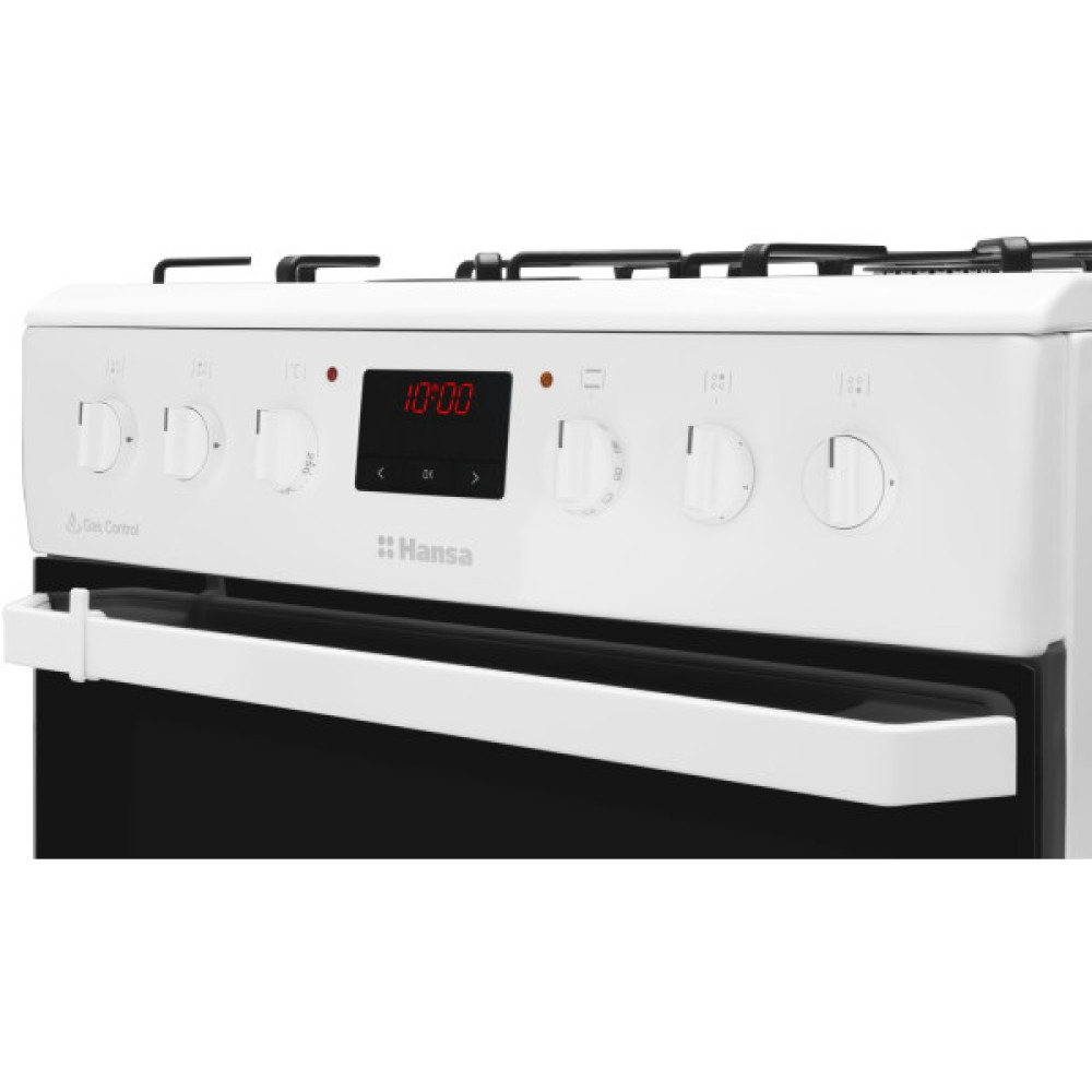 Плита Hansa з комбі. вар. поверхнею, 60х60см, 62л, емаль, газ контр., дисплей, білий