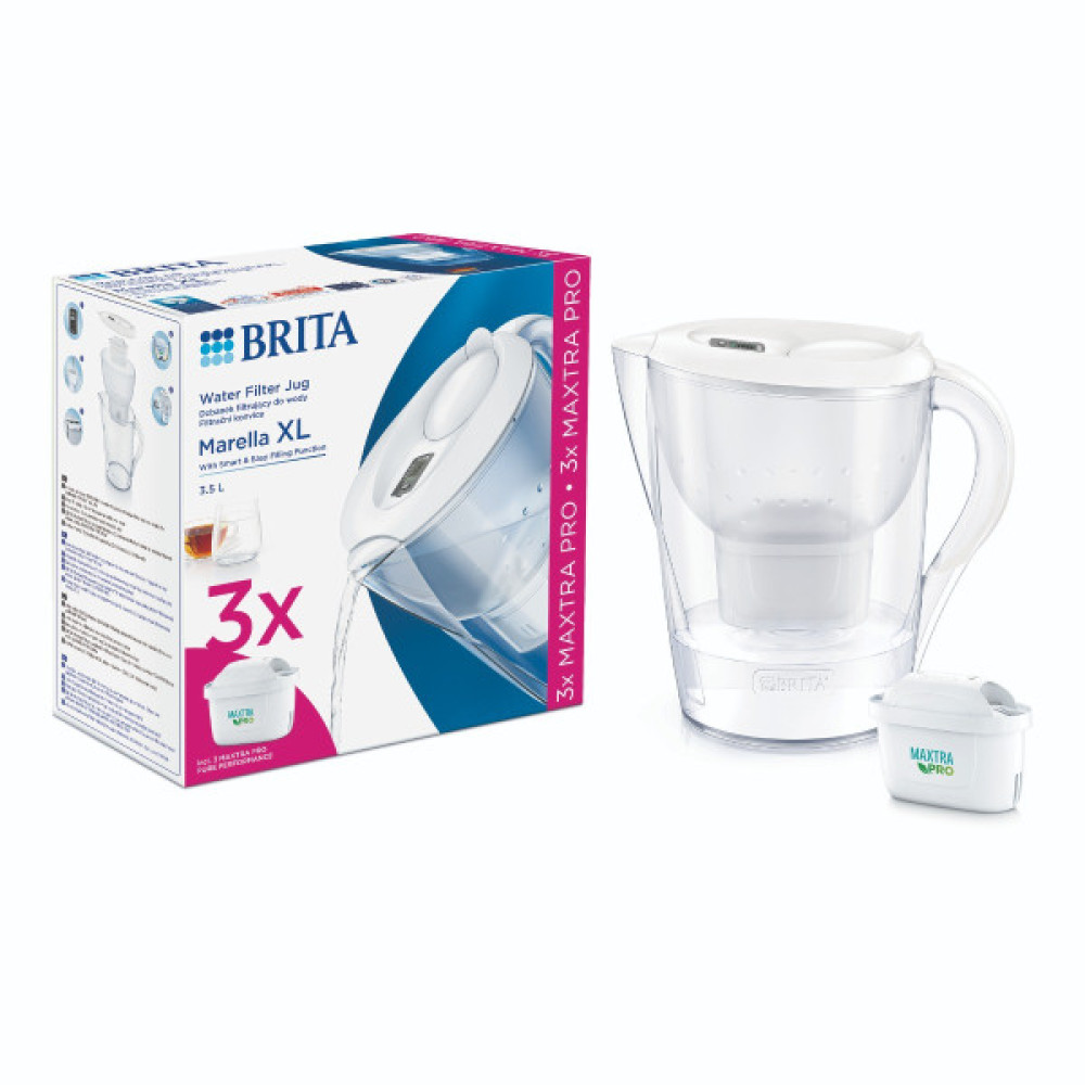 Фільтр-глечик Brita Marella XL Memo MXPro 3.5л (2л очищеної води) + 3 картриджа білий