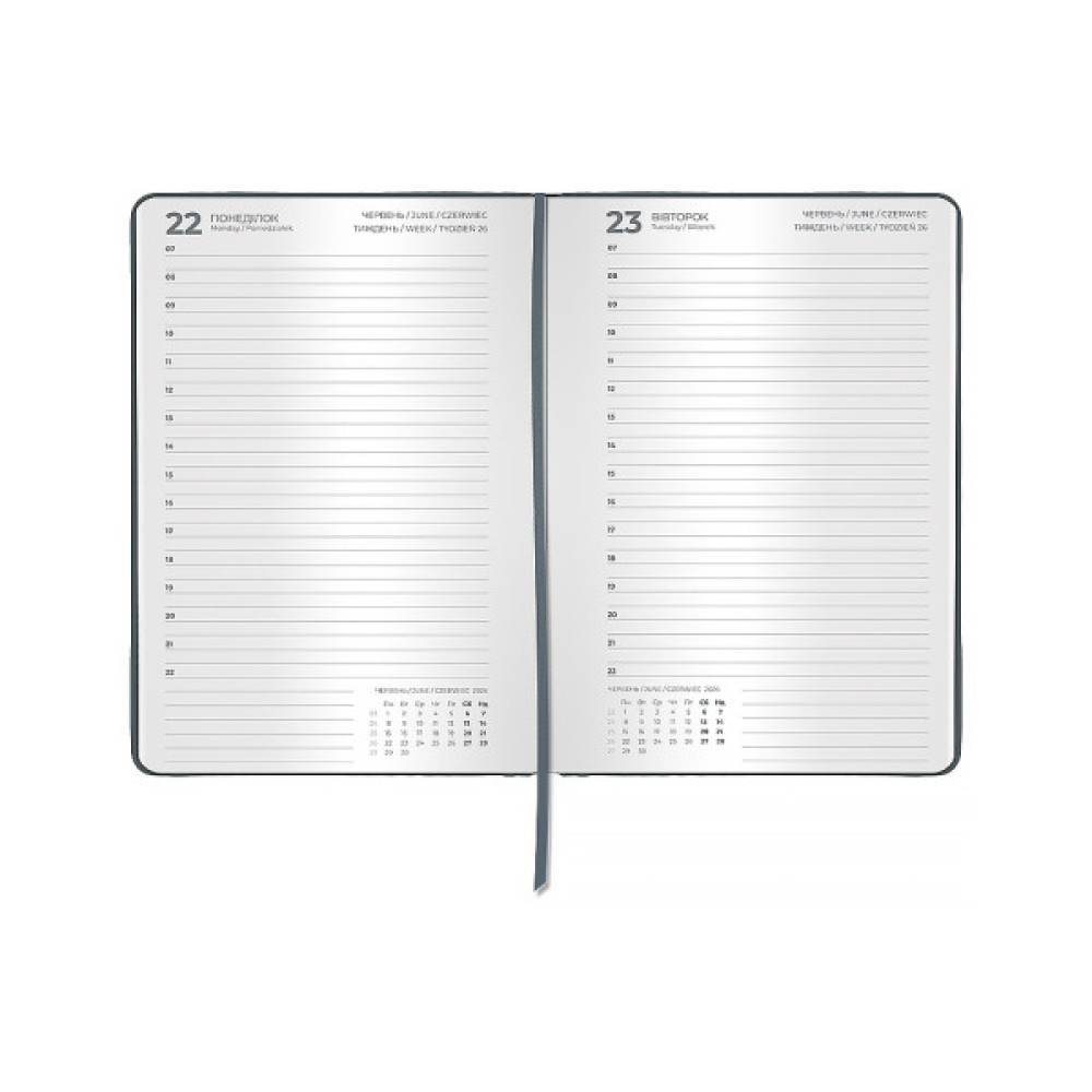 Тижневик Axent датований 2026 Classic Palermo, 145х210, сірий (8843-26-4-A)