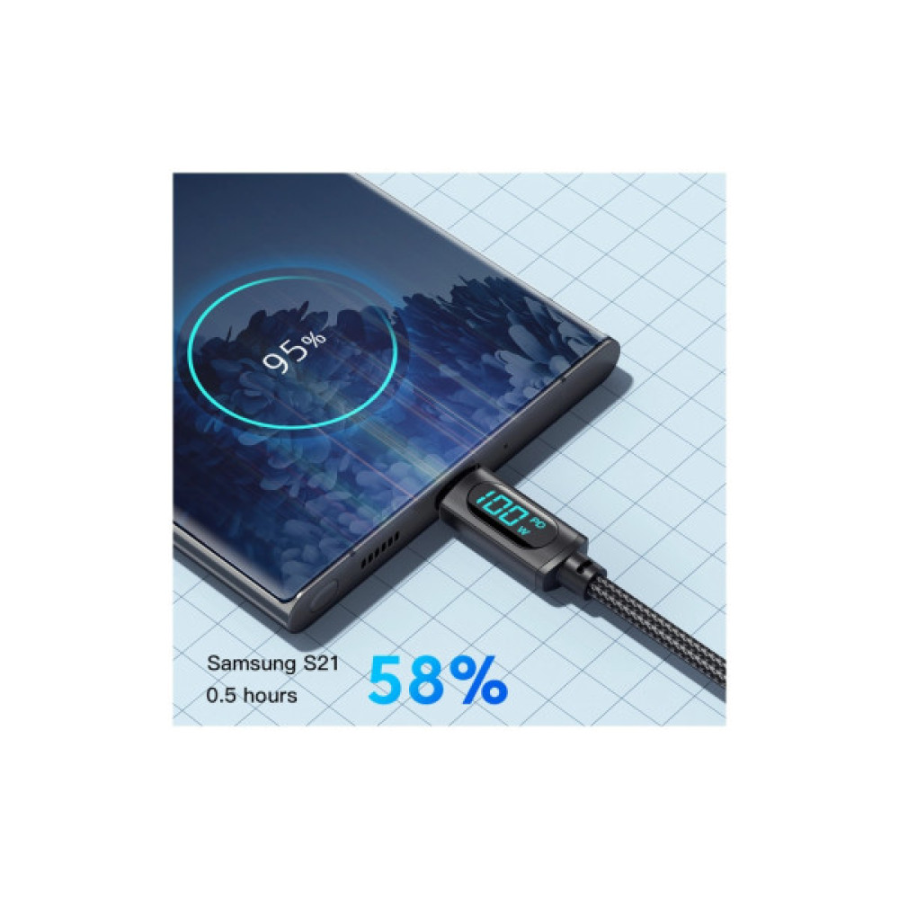 Дата кабель USB-C to USB-C 1.0m 100W LED black Essager (EXCTT1-XY01-P)