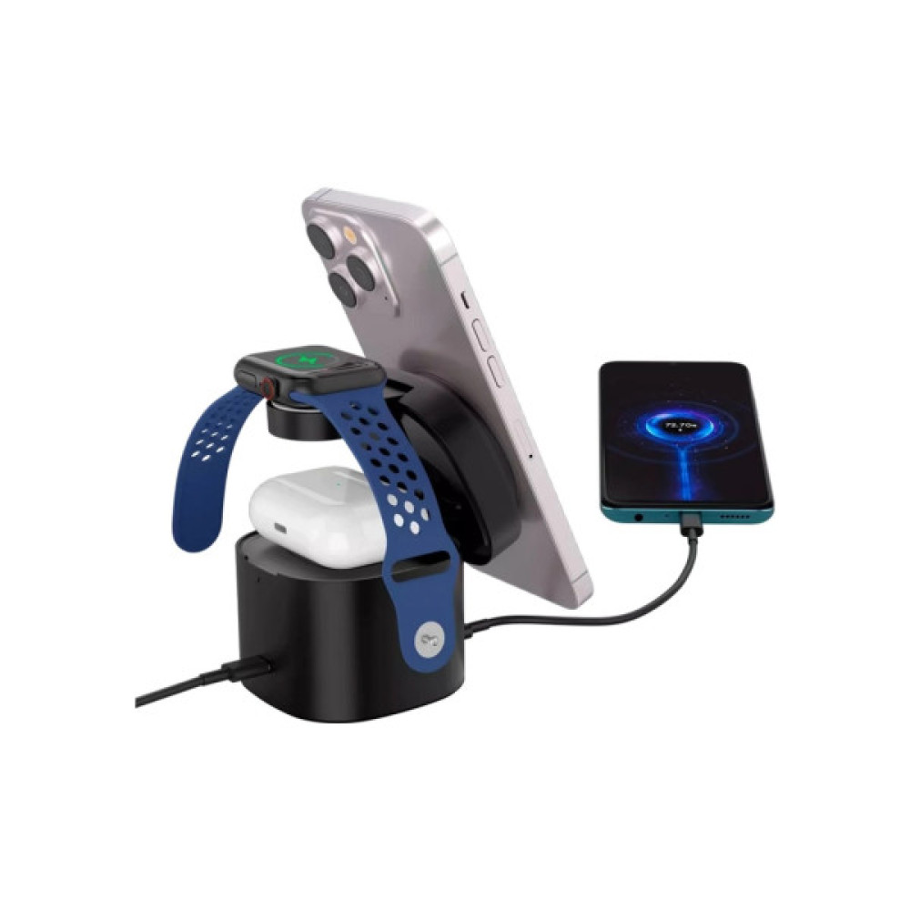 Зарядний пристрій Canyon 4-in-1 wireless charging stand 30W + cable 1.0m black (CNS-WCS405BW/A)