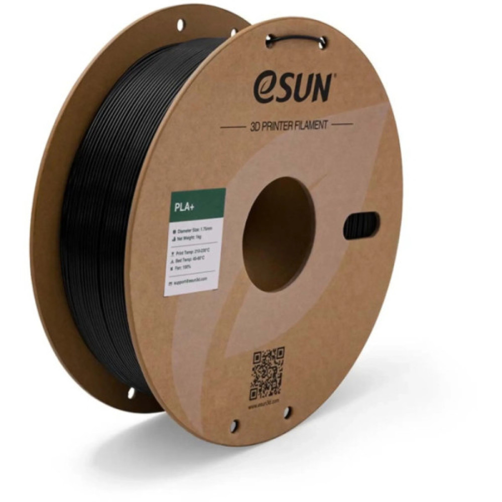 Пластик для 3D-принтера eSUN PLA+ 1.75мм, 1кг, black (PLA+P175B1)